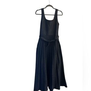 Linea Moda Women's Sleeveless Scoop Neck Belted Denim Pleated Maxi Dress M NWT